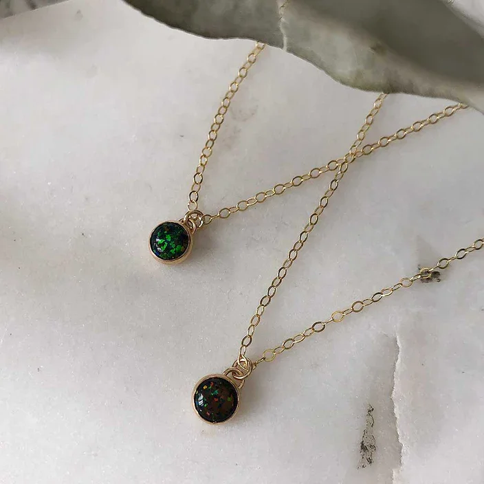 custom engraved necklaces for women -Petite Black Opal Necklace