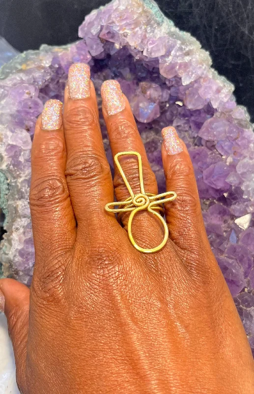 birthstone engagement rings -Ankh Brass Handmade Ring