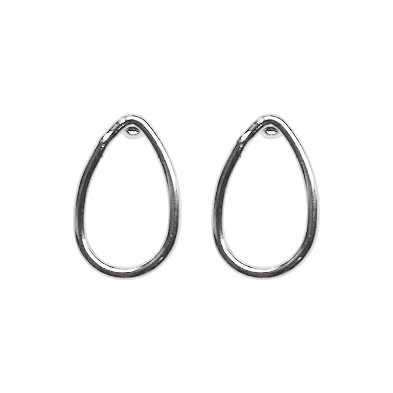 modern pearl earrings for women -Silver Teardrop Invisible Clip On Stud Earrings