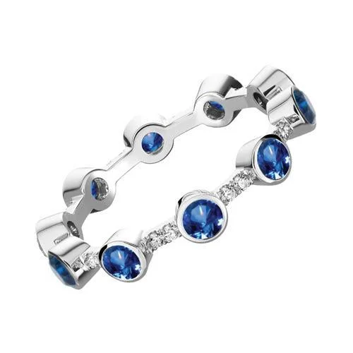 handmade necklaces for women -Coïncidence Ring, 18k White Gold with Round Blue Sapphires and Brilliant Diamonds