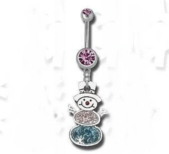 promise rings for women -Snowman Navel Dangle Belly Ring