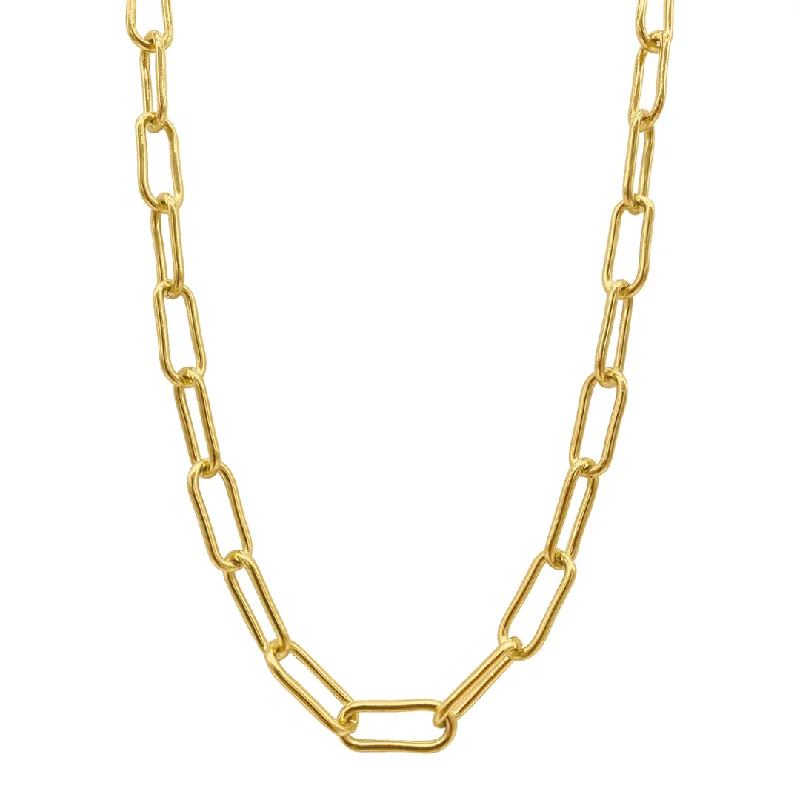 bohemian style necklaces for women -Tarnish Resistant 14k Gold Plated Wide Chunky Paper Clip Chain