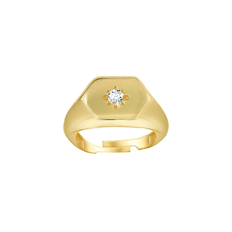 platinum rings for women -THE STAR STONE PINKY SIGNET RING