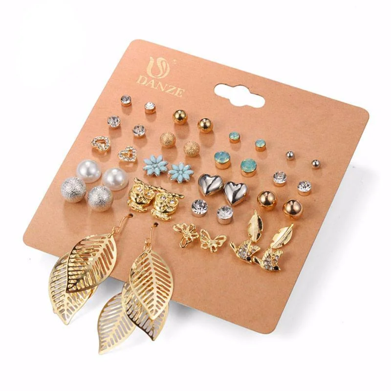 evening drop earrings for women -Brincos Mixed Stud Earrings