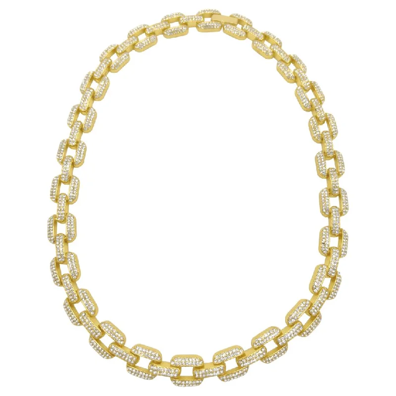 pearl chain necklaces for women -14k Gold Plated Crystal Link Chain