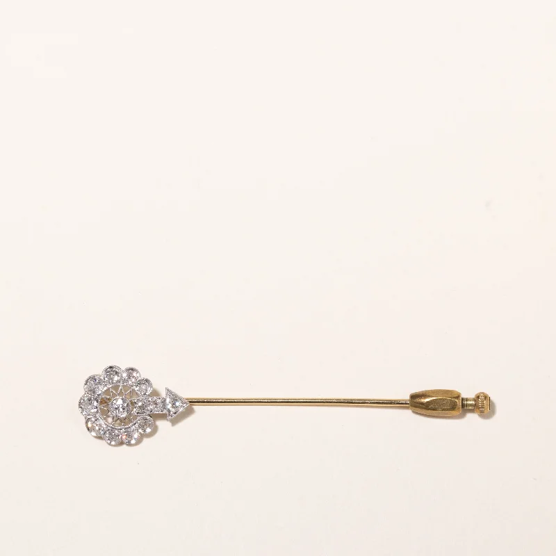 Antique 18k Yellow and White Gold Old European Cut Diamond Brooch | 1.42ctw | 1.5x7.5cm