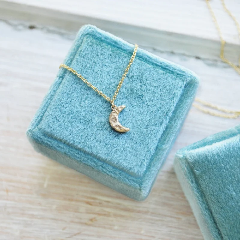 elegant necklaces for women -14k Tiny Crescent Moon Necklace