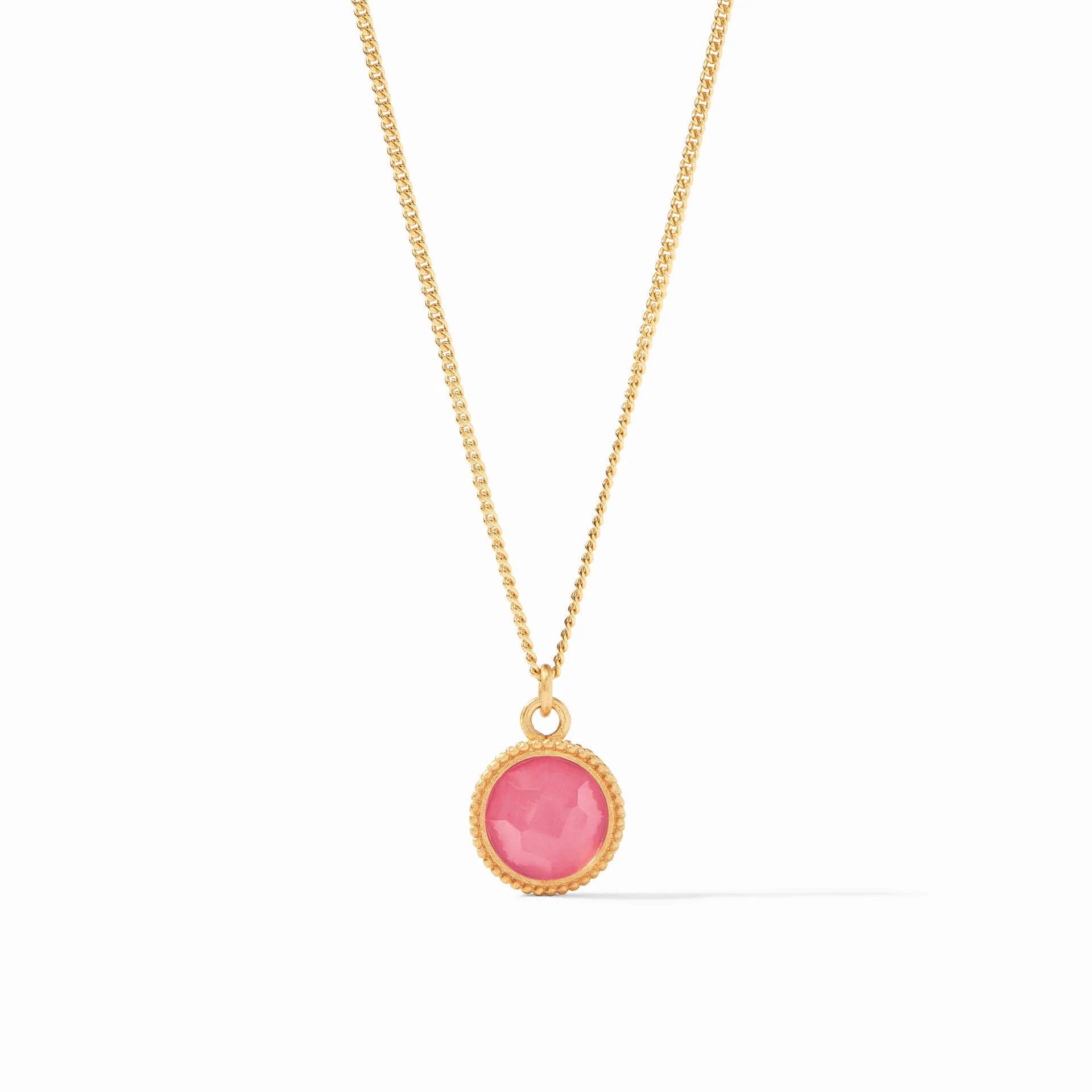 infinity pendant necklaces for women -Julie Vos Fleur-de-Lis Iridescent Peony Pink Solitaire 24K Gold Plated Necklace