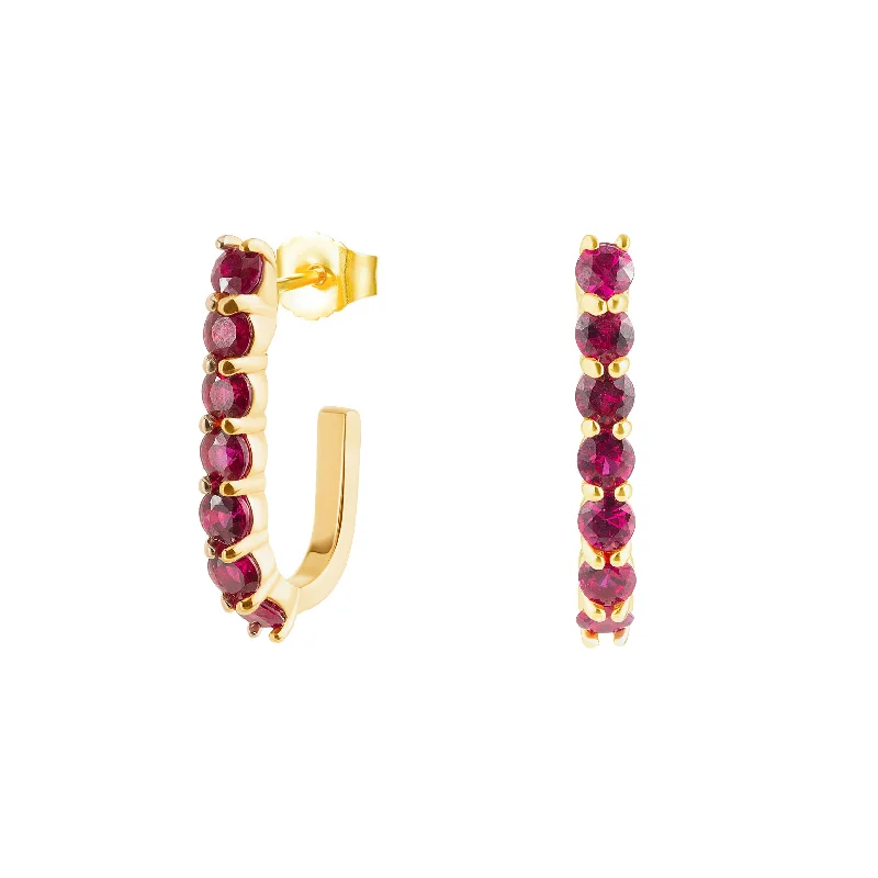 evening earrings for women -Ruby Sparkler Pin Earrings