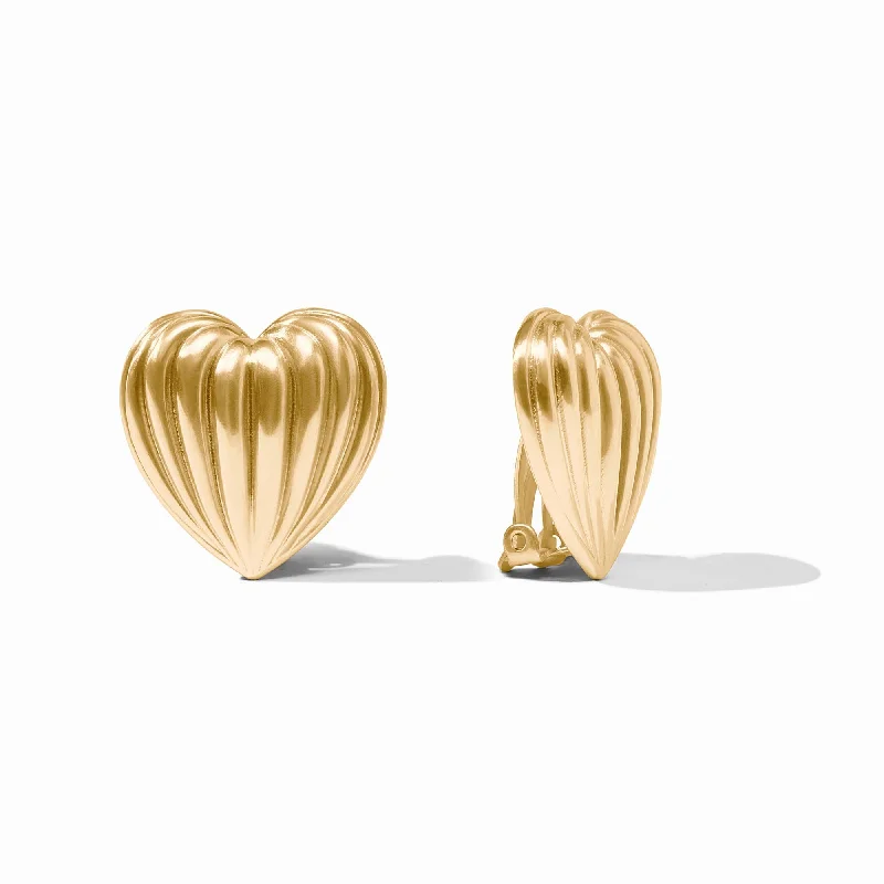 pearl stud earrings for women -Puffy Heart Clip