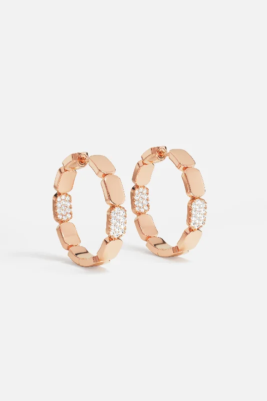 hoop earrings with diamonds -Dainty Rose Gold Hoop Earrings - Small