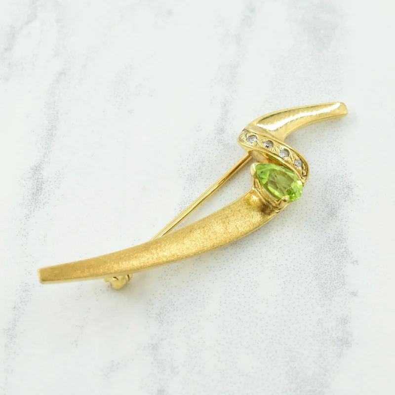 Peridot & Diamond Brooch | 0.50ct, 0.03ctw |