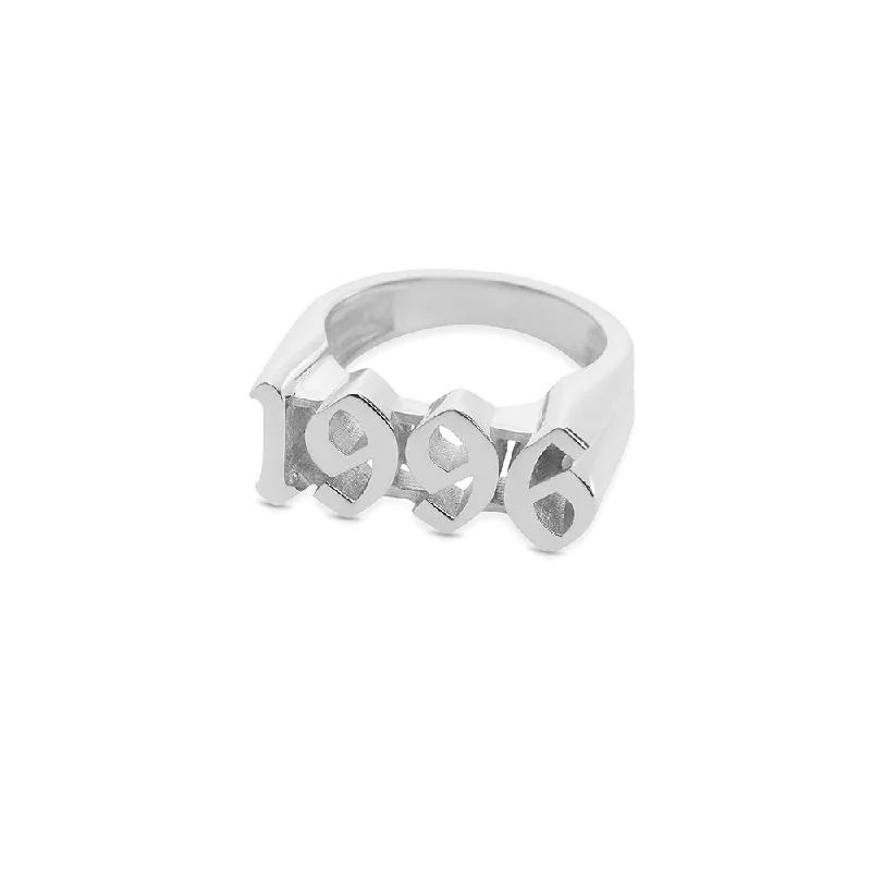 vintage rings for women -The Silver Old English Year Ring