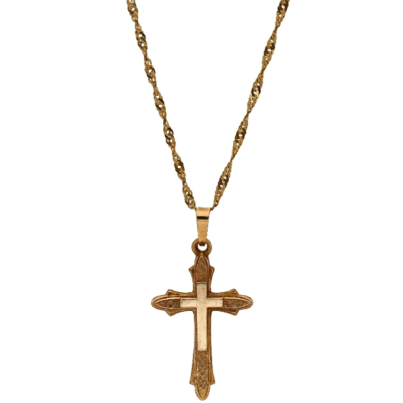 pearl drop necklaces for women -14K Yellow Gold Cross Necklace with 16 Inch Chain