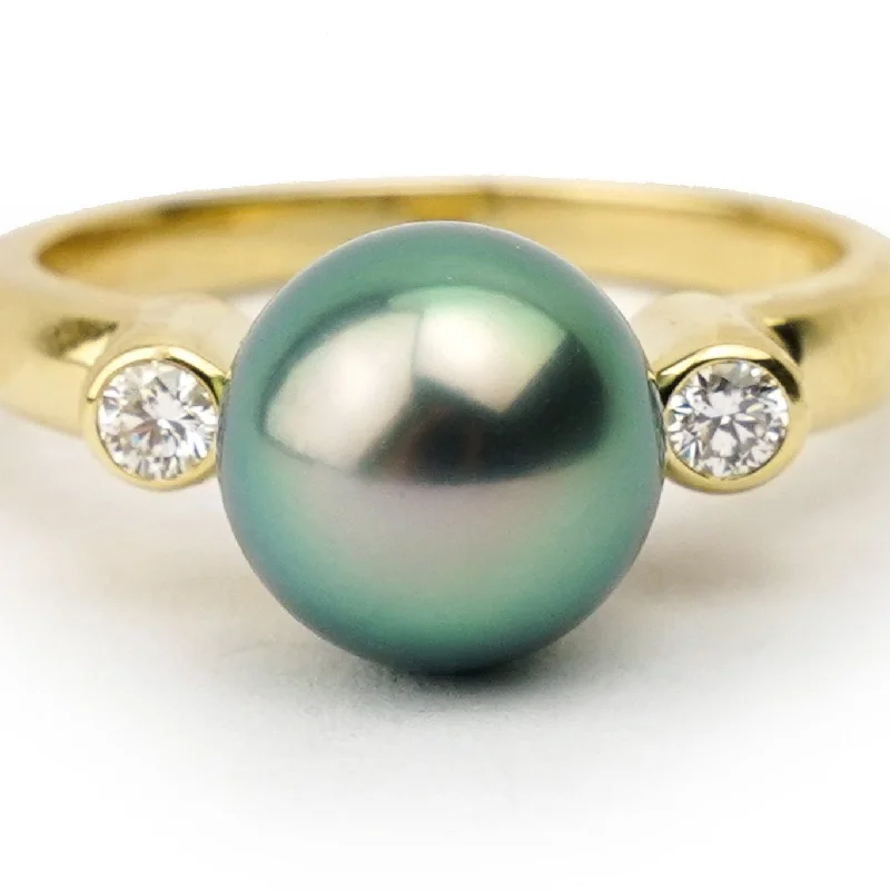 birthstone rings for women -Tahitian Pearl & Diamond Aurora Ring