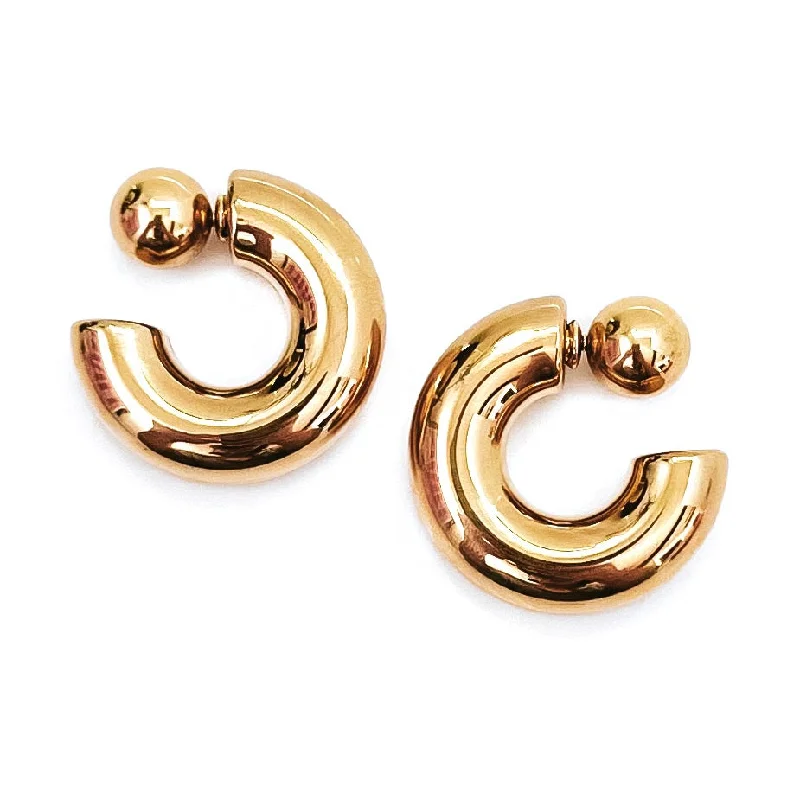 colorful earrings for women -Everson Gold Reverse Hoop Earrings