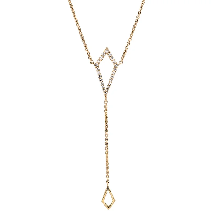 statement gold necklaces for women -14K Yellow Gold Diamond Y Necklace