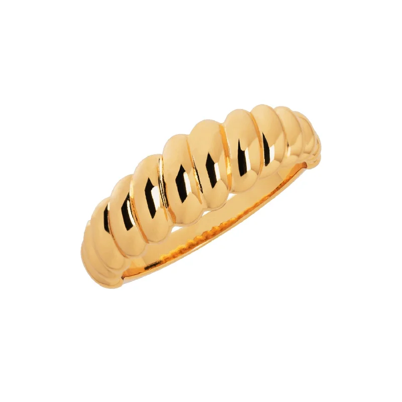 luxury wedding rings -Croissant Dome Ring Gold