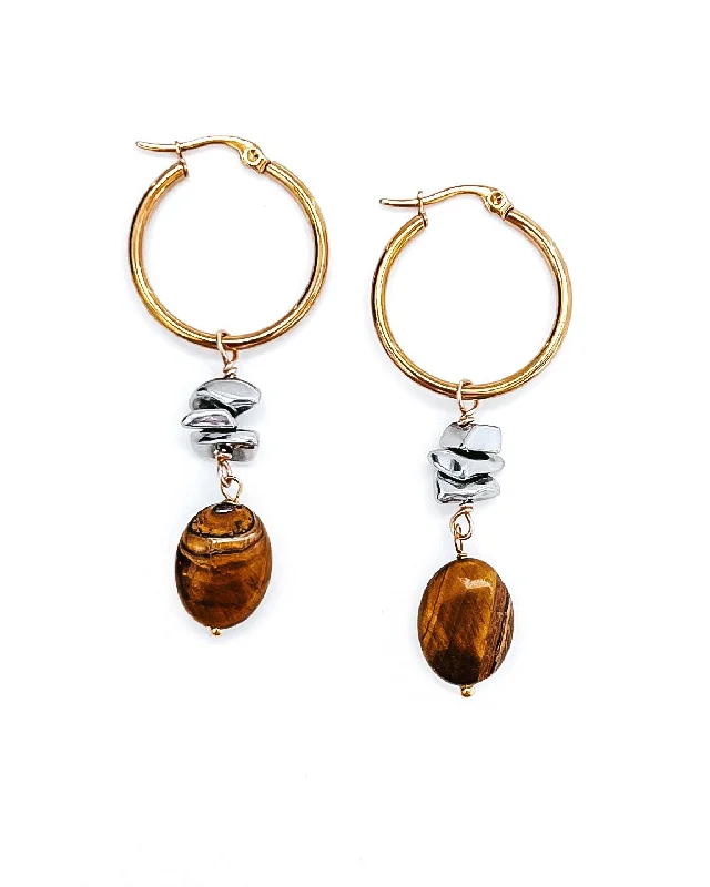 minimal earrings for women -Carissa Beaded Charm Hoop Earrings