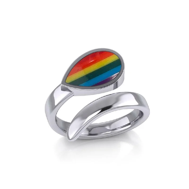 engraved rings for women -Rainbow Pride LGBTQ Sterling Silver Ring TR1367