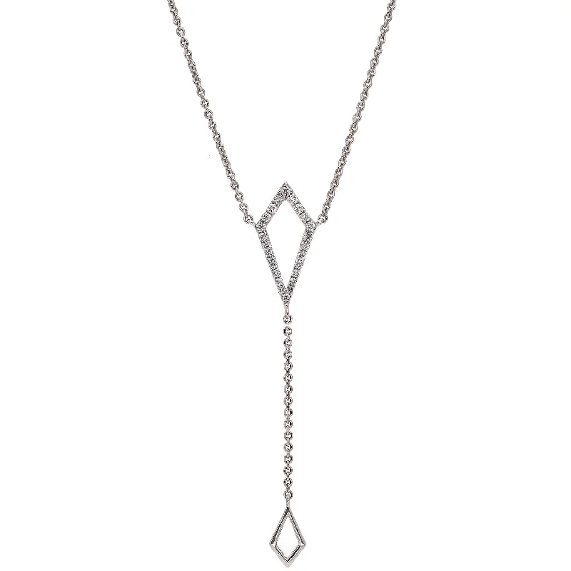 crystal necklaces for women -14K White Gold Diamond Y Necklace