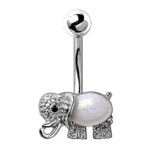 luxury wedding rings -316L Stainless Steel Fancy Jeweled Elephant Navel Ring