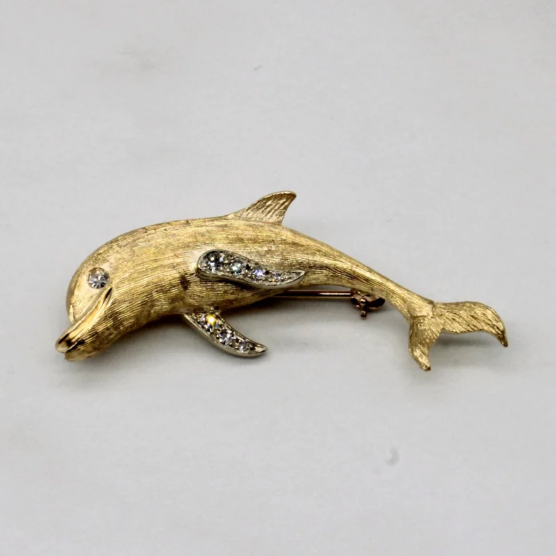 Diamond Dolphin Brooch | 0.10ctw |