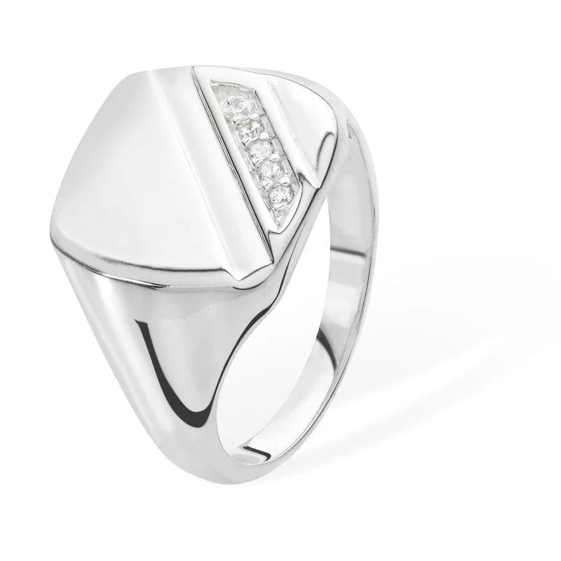 diamond wedding bands -Gents Signet Ring - Sterling Silver