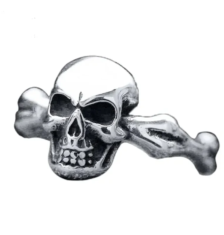 stylish wedding rings for women -Stainless Steel Skull Crossbone Ring