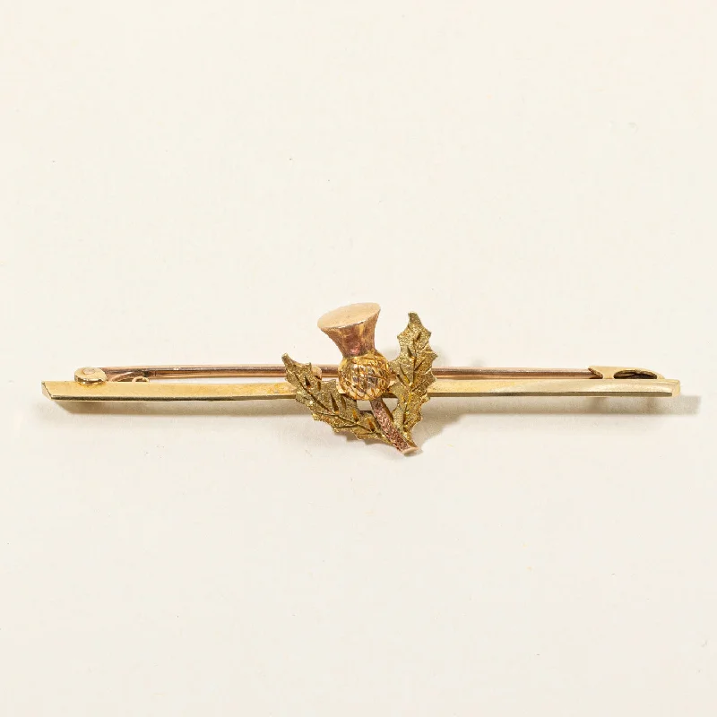 15k Two Tone Gold Thistle Pin