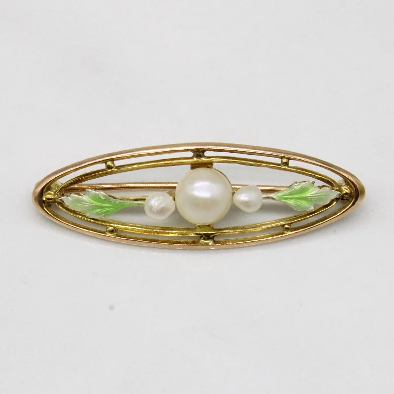 Pearl & Enamel Brooch