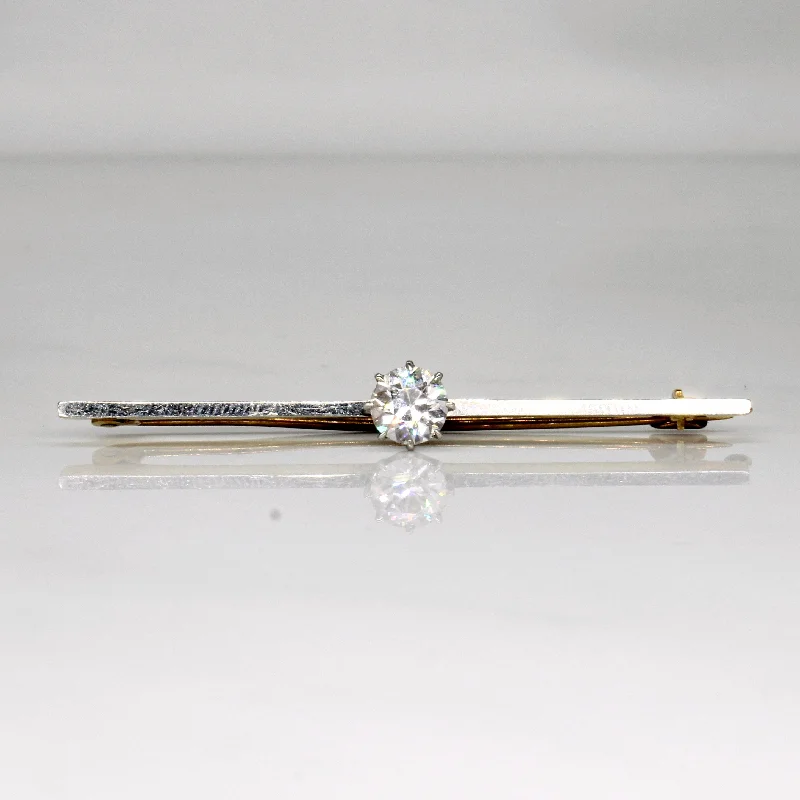 Old European Diamond 18k Bar Brooch | 0.75ctw |