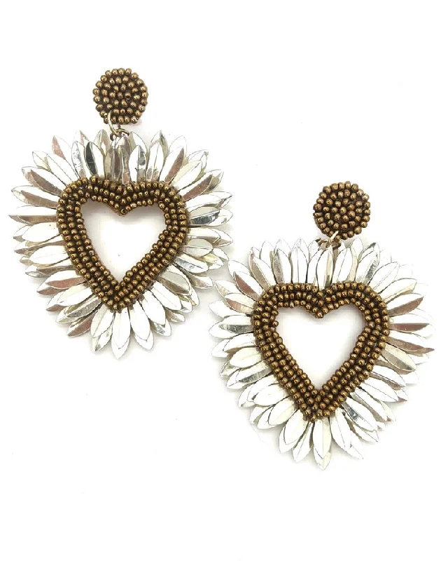 chic earrings for women -Enchanted Beaded Heart Earrings