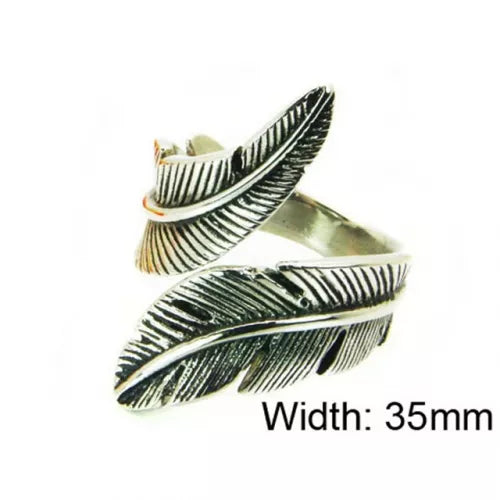 custom name rings -Stainless Steel  Wrapped Feather Ring