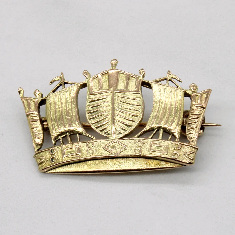 9k Yellow Gold Ship Sail Brooch