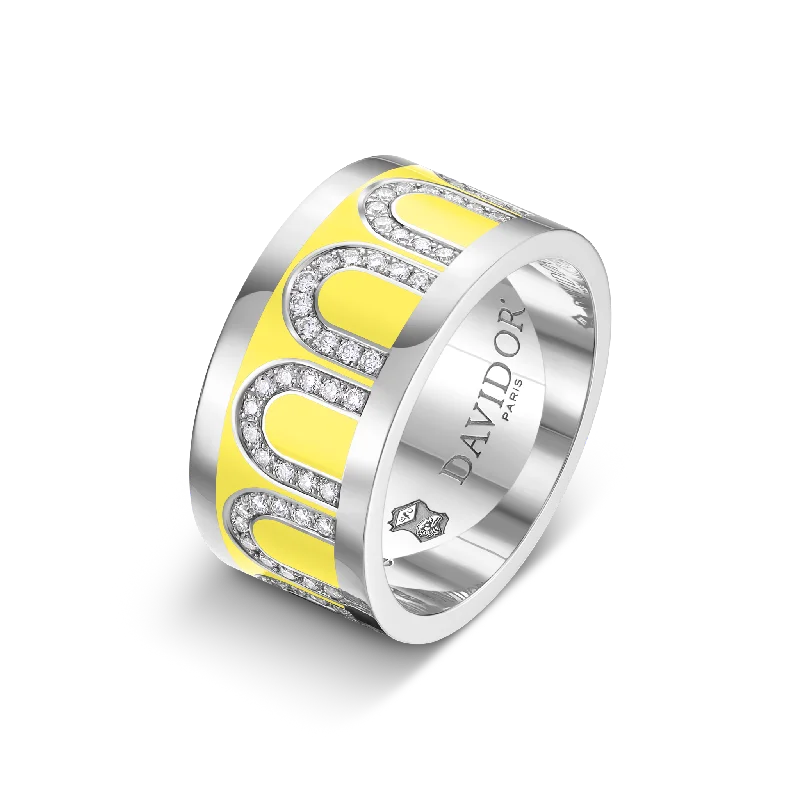 vintage necklaces for women -L'Arc de DAVIDOR Ring GM, 18k White Gold with Limoncello Lacquered Ceramic and Arcade Diamonds