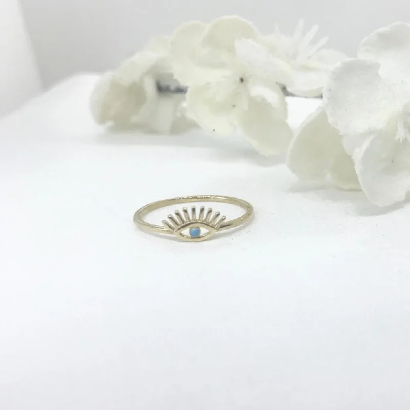 luxury gemstone rings -10k Gold Evil Eye Lash Ring