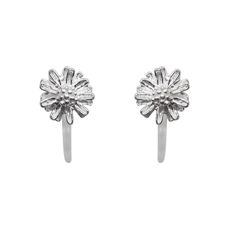 long earrings for women -925 Sterling Silver Flower Invisible Clip On Stud Earrings