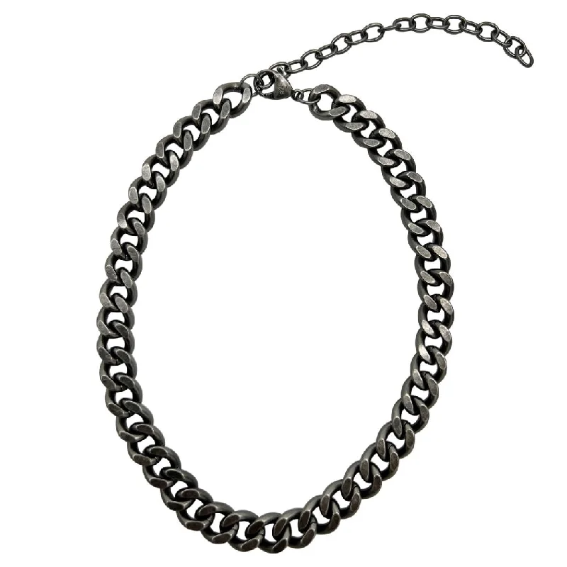 minimalistic silver necklaces for women -Tarnish Resistant Oxidized Silver Curb Chain Necklace