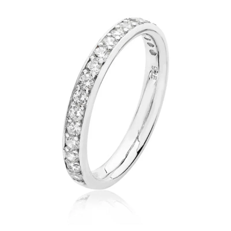 silver rings for women -Eternity Style Ring 2.9mm - Silver Rhodium