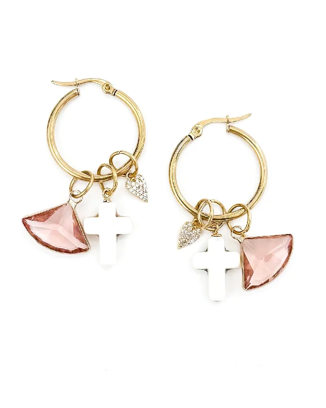 cute earrings for women -Erica Charm Hoop Earrings