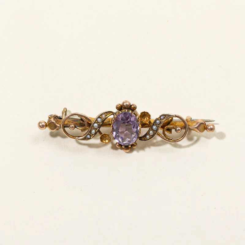 1918 Chester Amethyst & Seed Pearl Brooch | 2.00ct |