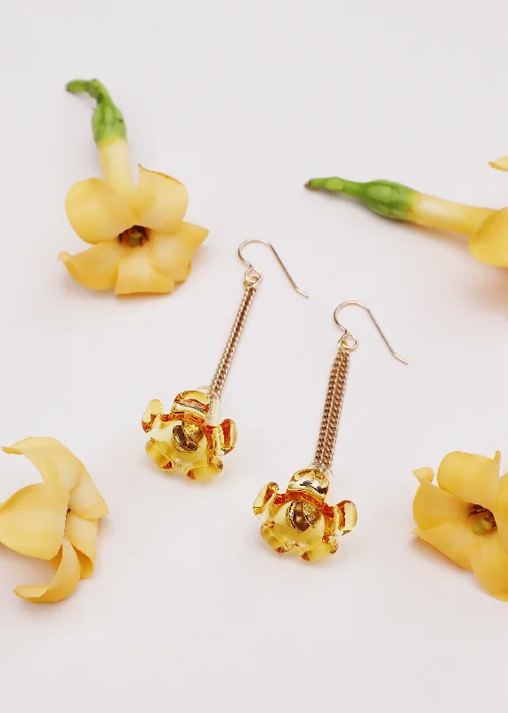 hoop earrings for women -Puakenikeni Flower Drop Earrings