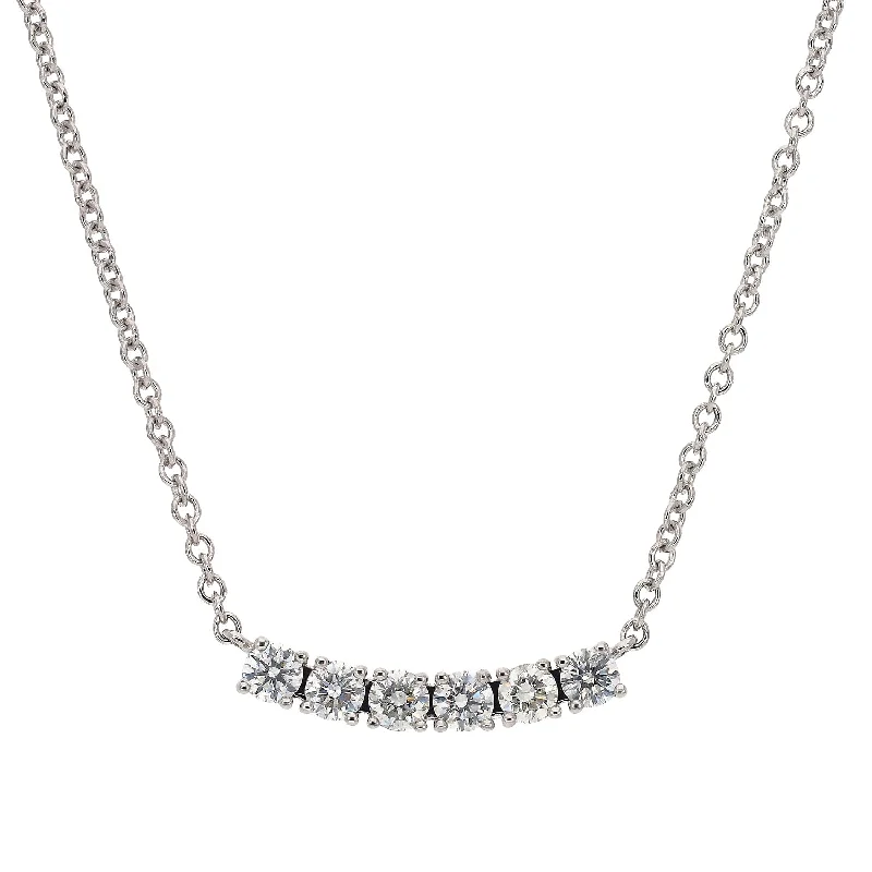 engraved necklaces for women -14K White Gold Diamond Necklace