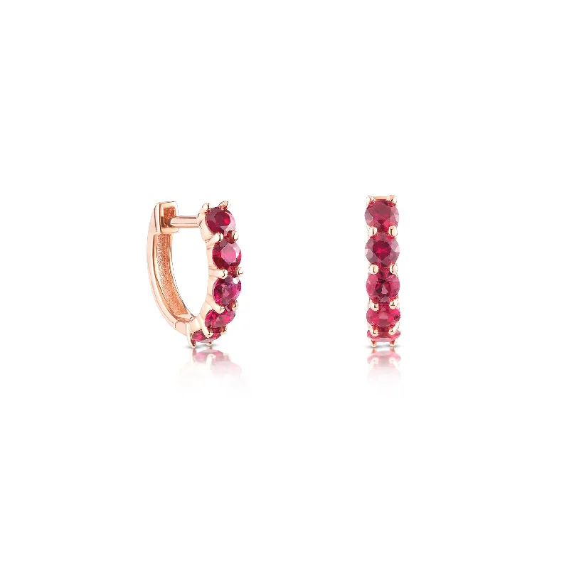 gemstone stud earrings for women -Ruby Sparkler Huggies