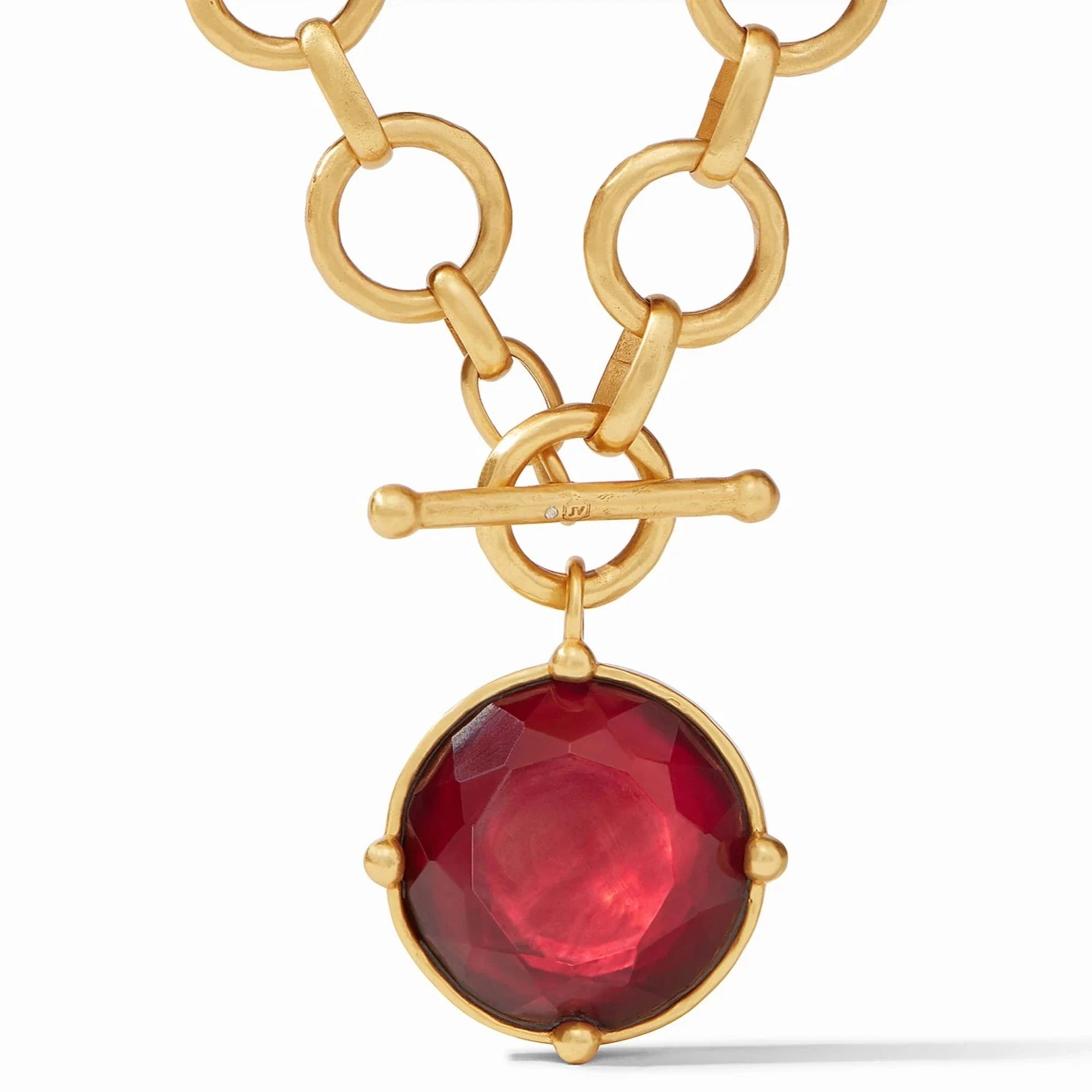 gold necklace sets for women -Julie Vos Honeybee Statement Necklace, Iridescent Ruby Red