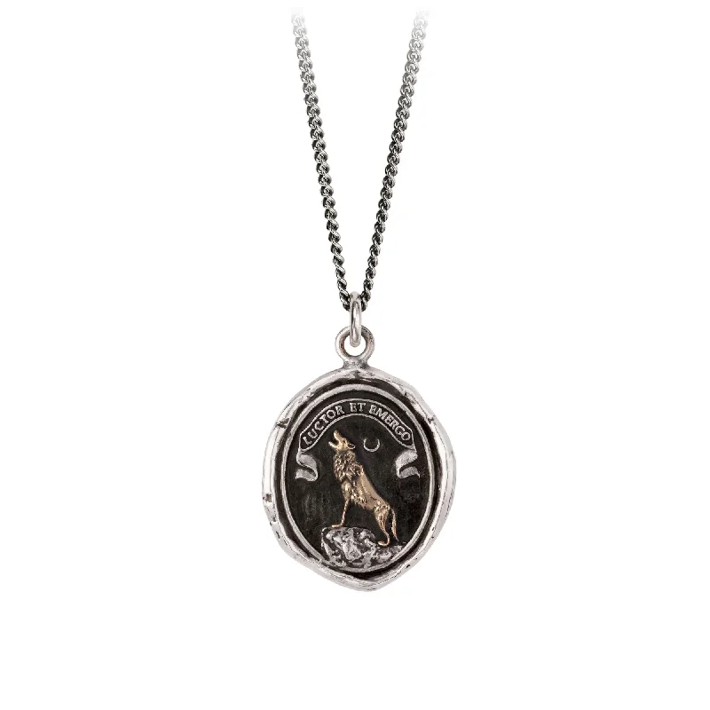 engraved silver necklaces for women -Struggle And Emerge 14k Gold On Silver Talisman