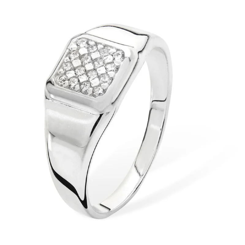 luxury wedding rings -Gents Cubic Zirconia Ring - Sterling Silver