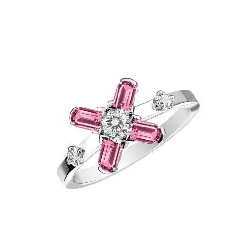 fashionable necklaces for women -Arch Florale PM Ring, 18k White Gold with DAVIDOR Arch Cut Pink Tourmalines and Brilliant Diamonds