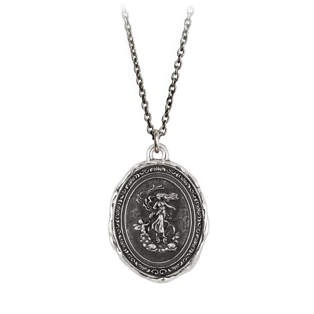 modern gemstone necklaces for women -Pyrrha Sterling Silver "Aphrodite Goddess" Talisman Pendant 18" Necklace